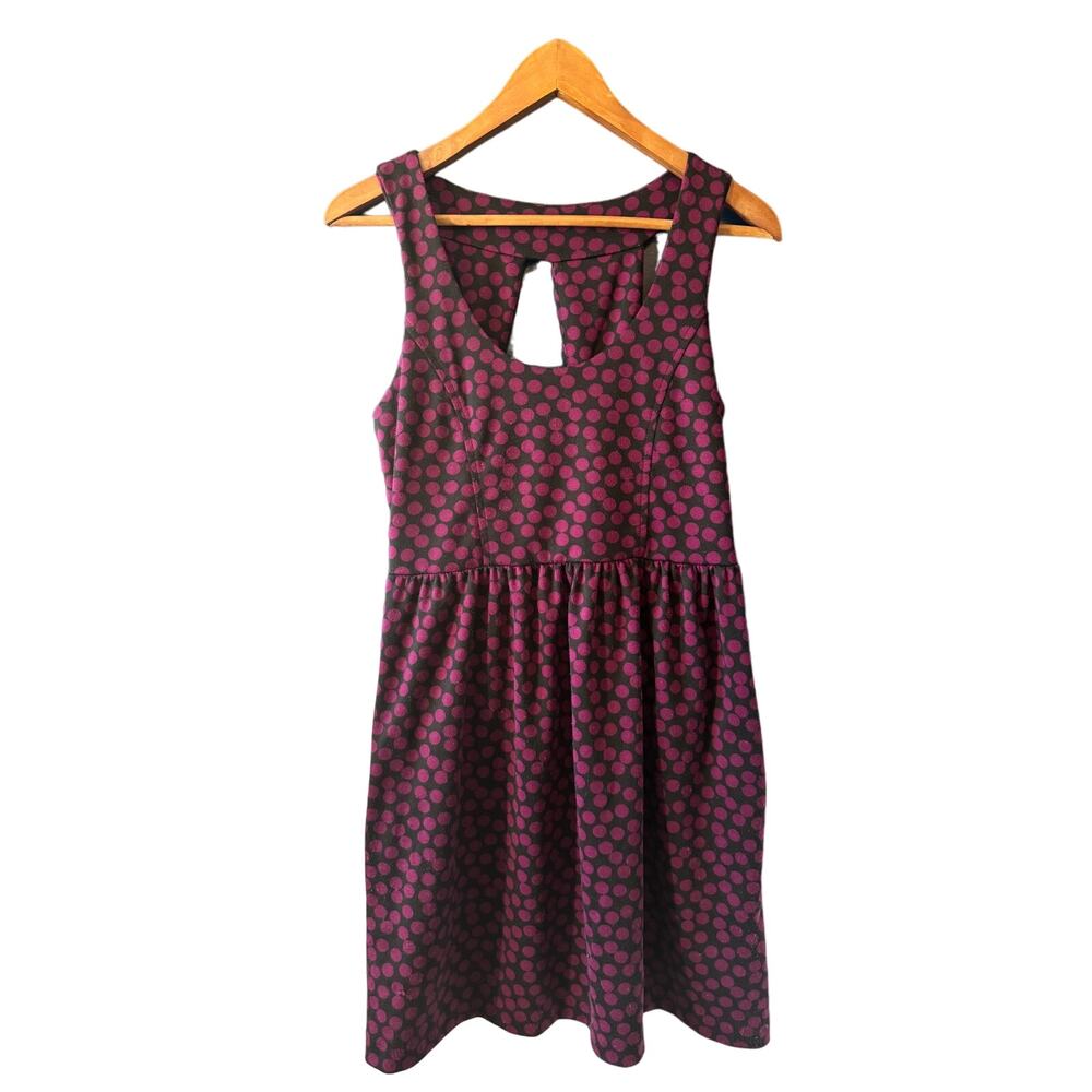 silent + noise | Purple + Black Polka Dot Backless Mini Dress | Size Large